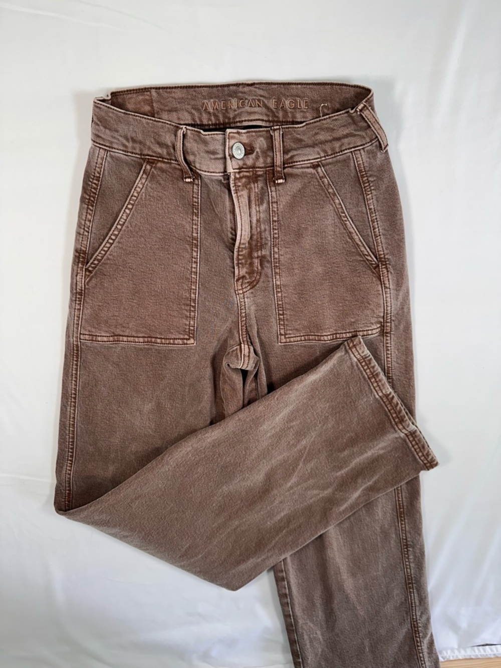 American Eagle Outfitters Women's Washed Taupe High-Rise Jeans
